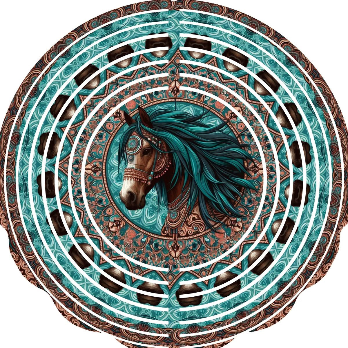 Wind Spinner with Jewel Strand Horse Blue Mane