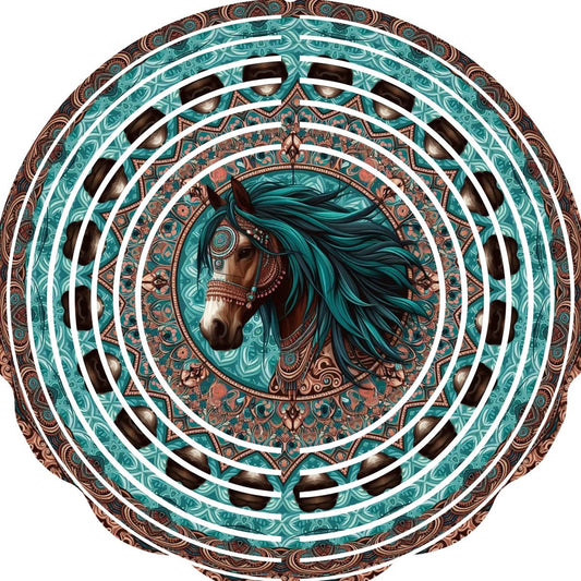 Wind Spinner with Jewel Strand Horse Blue Mane