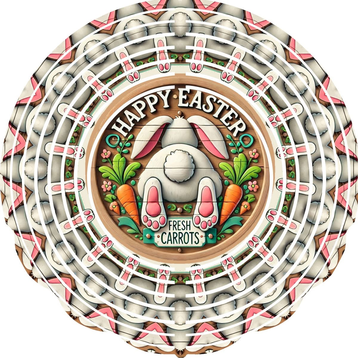 Wind Spinner with Jewel Strand Easter Bunny Fresh Carrots
