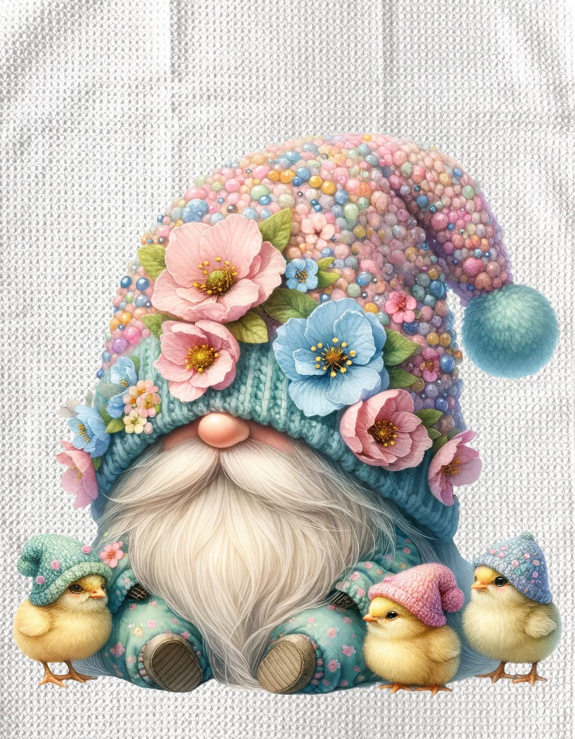 TOWELS - EASTER GNOME CHICKS IN HATS