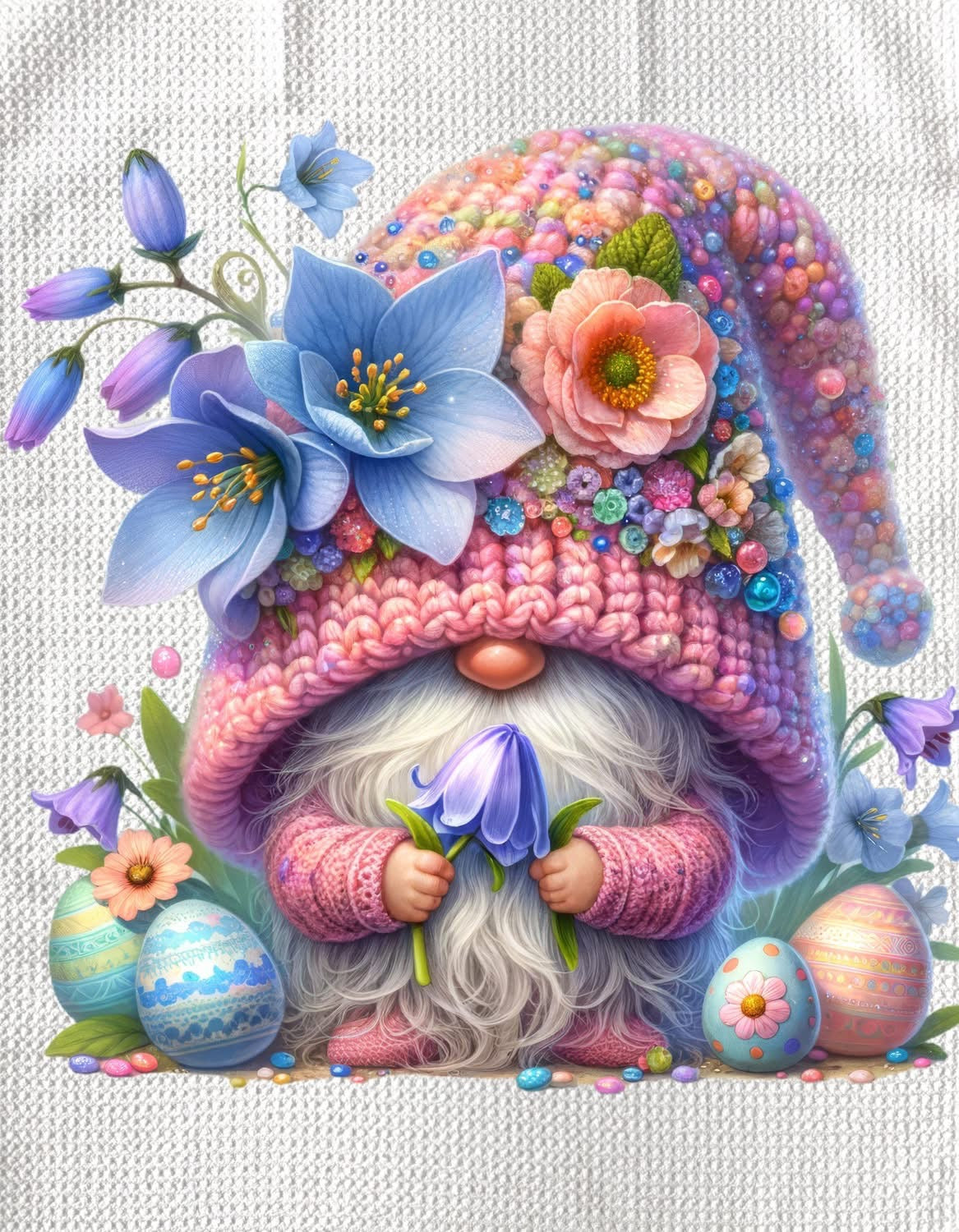 TOWELS - EASTER GNOME FLORAL HAT