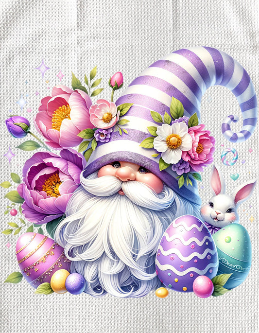 TOWELS - EASTER GNOME PURPLE STRIPES