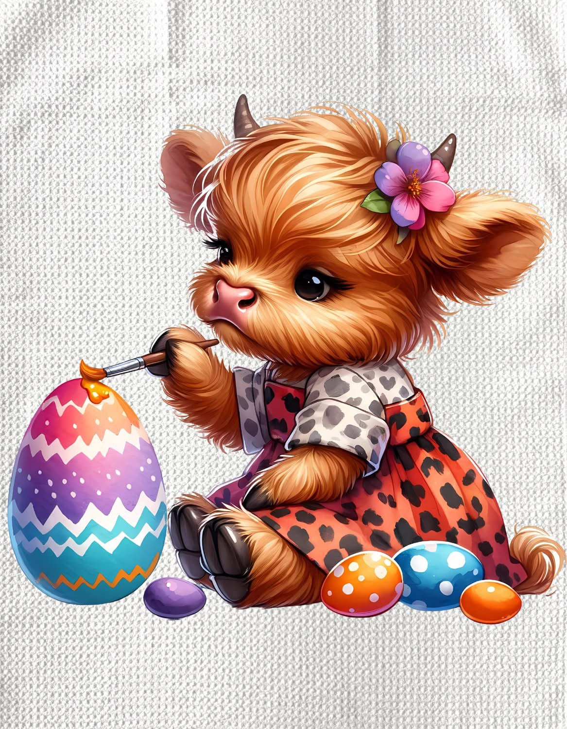 TOWELS - EASTER HIGHLAND COW DECORATING