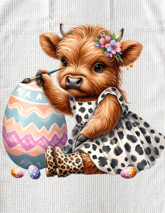 TOWELS - EASTER HIGHLAND COW PAINT