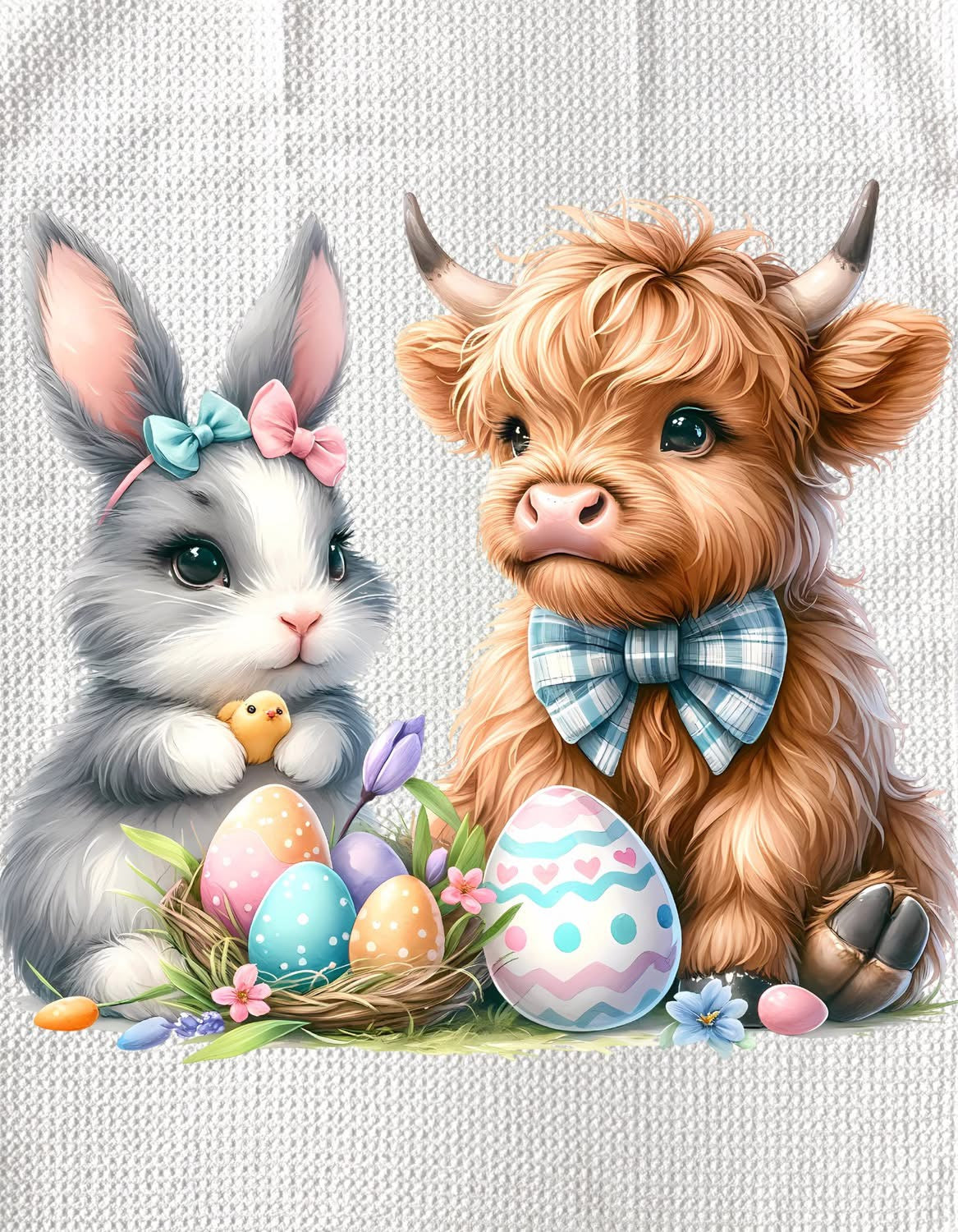 TOWELS - HIGHLAND COW EASTER BUNNY