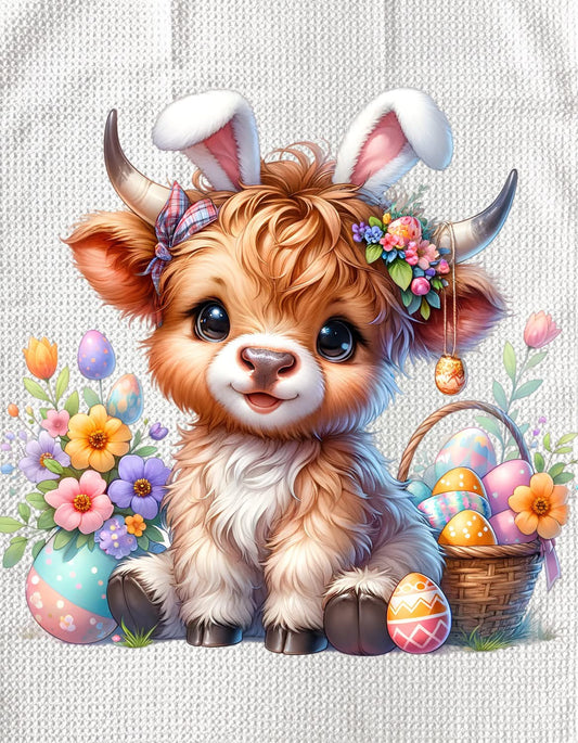 TOWELS - EASTER HIGHLAND COW BUNNY EARS