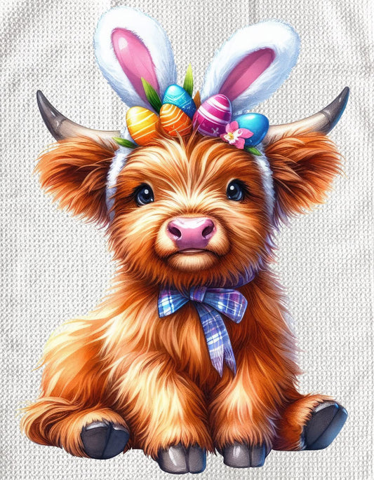 TOWELS - EASTER HIGHLAND COW EGG EARS