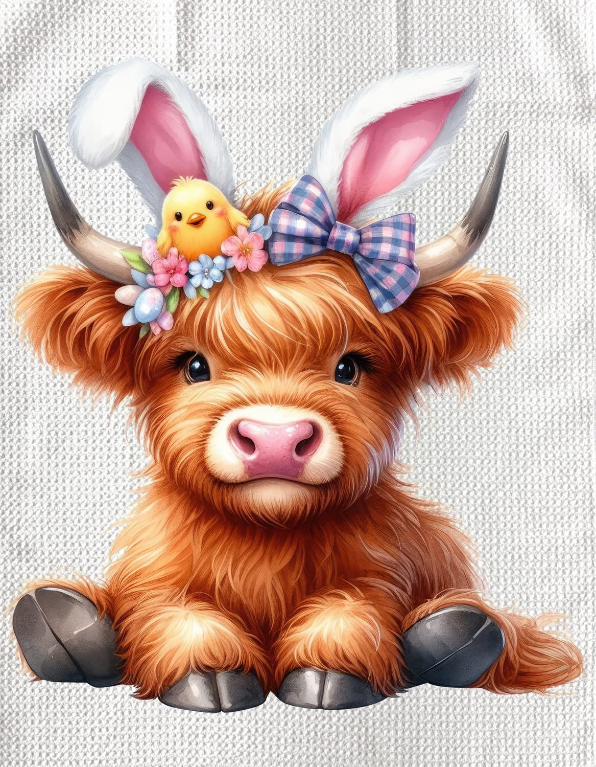 TOWELS - HIGHLAND COW EASTER AND PEEP