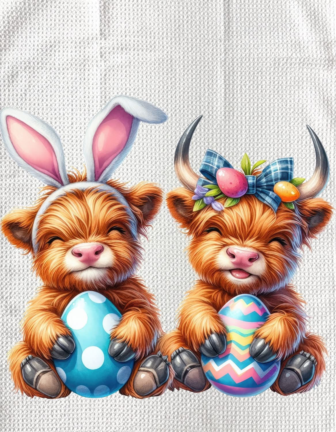 TOWELS - HIGHLAND COW EASTER EGG CUDDLES