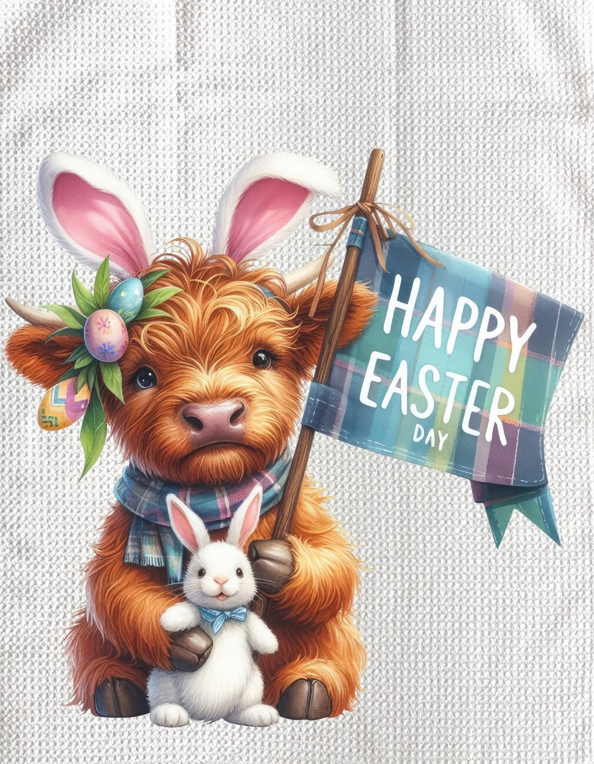 TOWELS - HIGHLAND COW EASTER FLAG