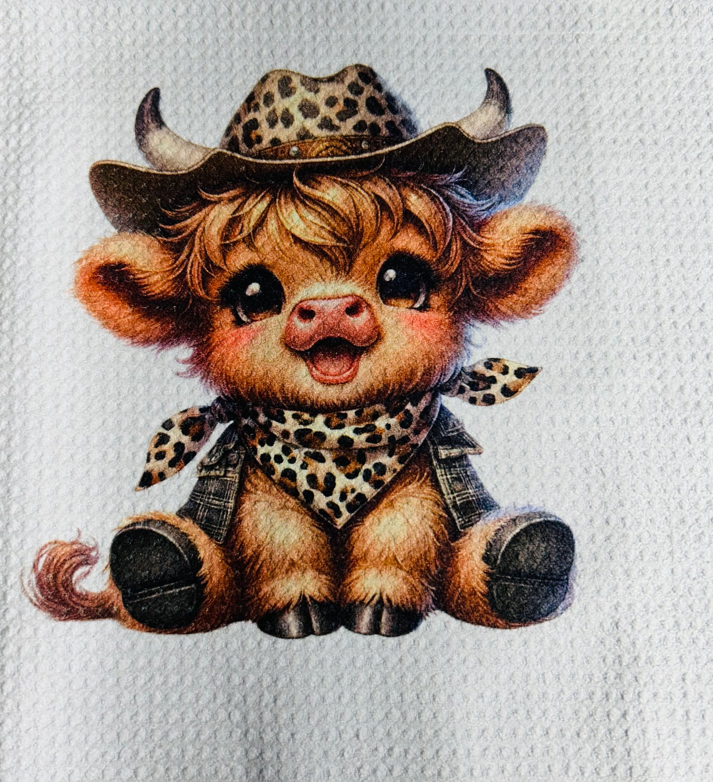 TOWELS - HIGHLAND COW HAT ANIMAL PRINT & BANDANA