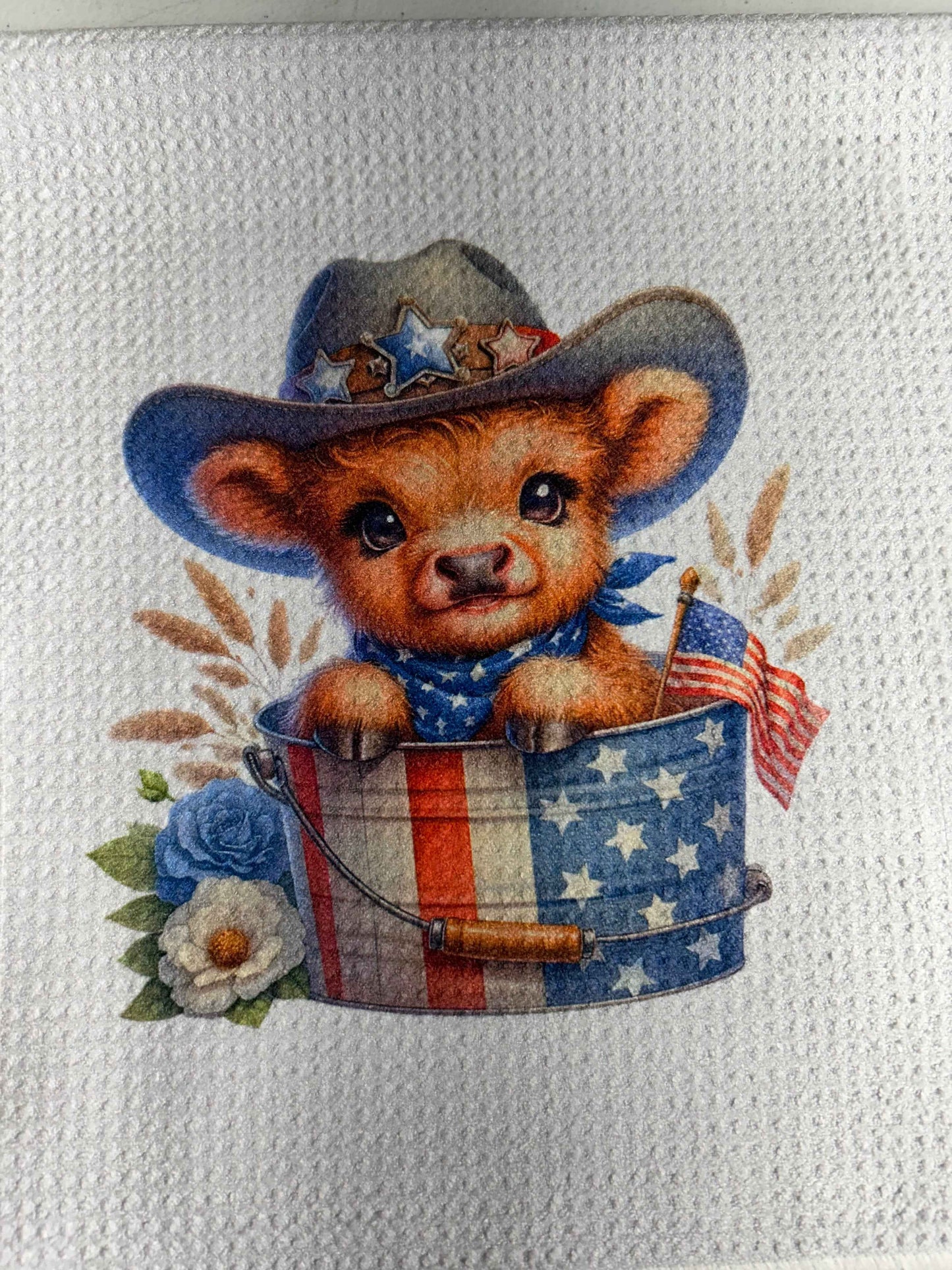 TOWELS - HIGHLAND COW HAT AMERICAN FLAG BUCKET (Copy)