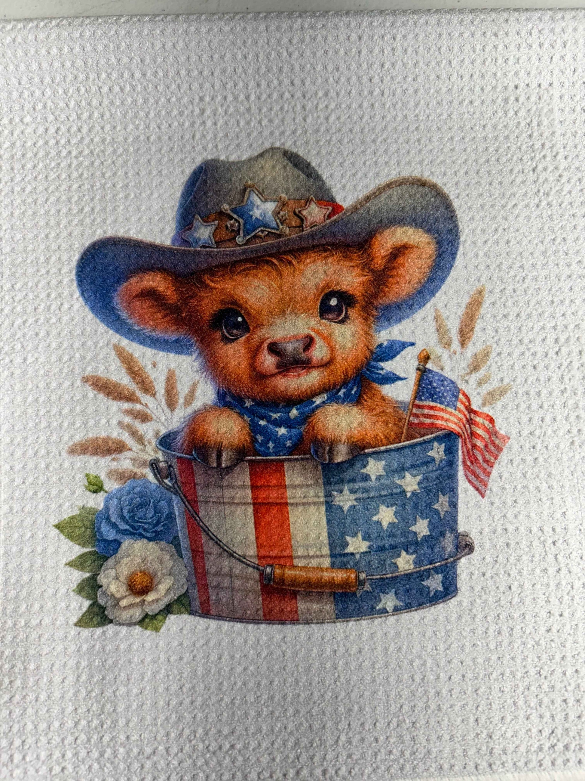 TOWELS - HIGHLAND COW HAT AMERICAN FLAG BUCKET (Copy)