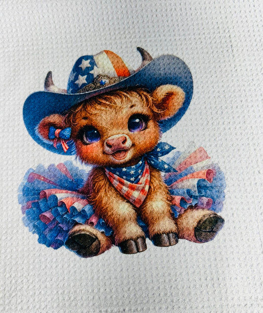TOWELS - HIGHLAND COW HAT AMERICAN FLAG TUTU