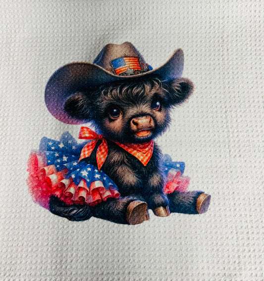 TOWELS - HIGHLAND COW HAT AMERICAN RED BANDANA