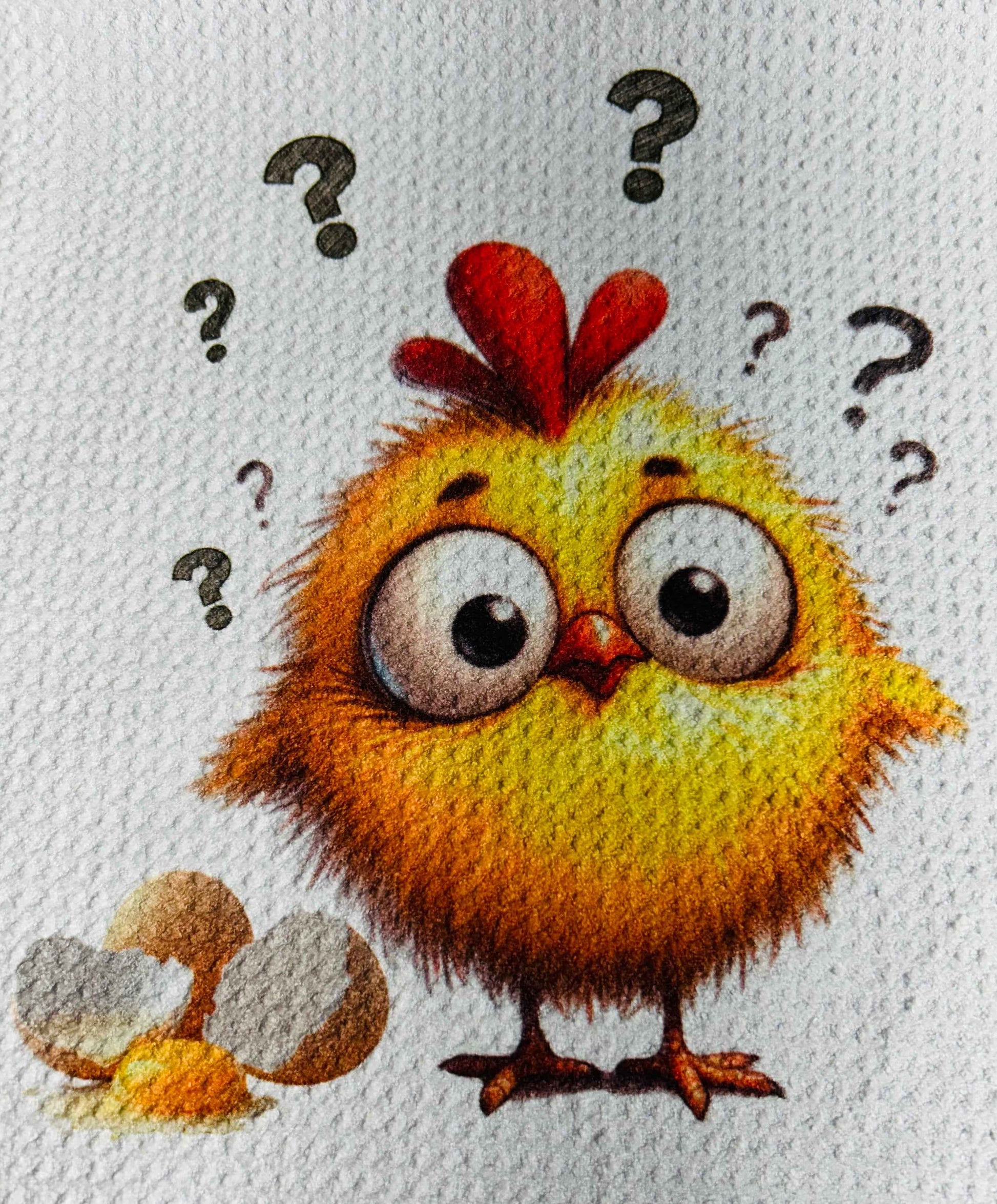 TOWELS - CHICKEN/ROOSTER BROKEN EGG CONFUSED?