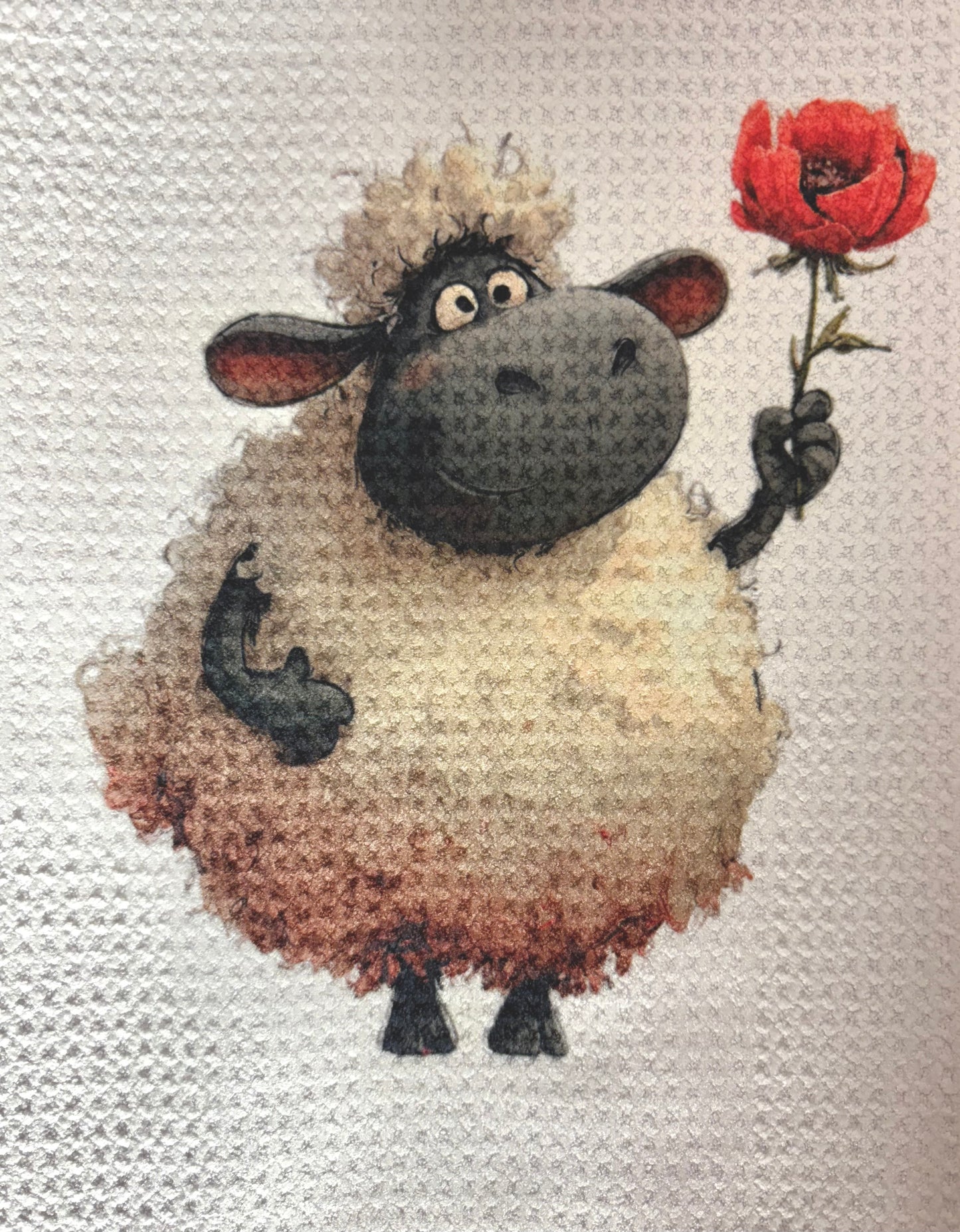 Towels - VALENTINES SHEEP BOUQUET ROSES