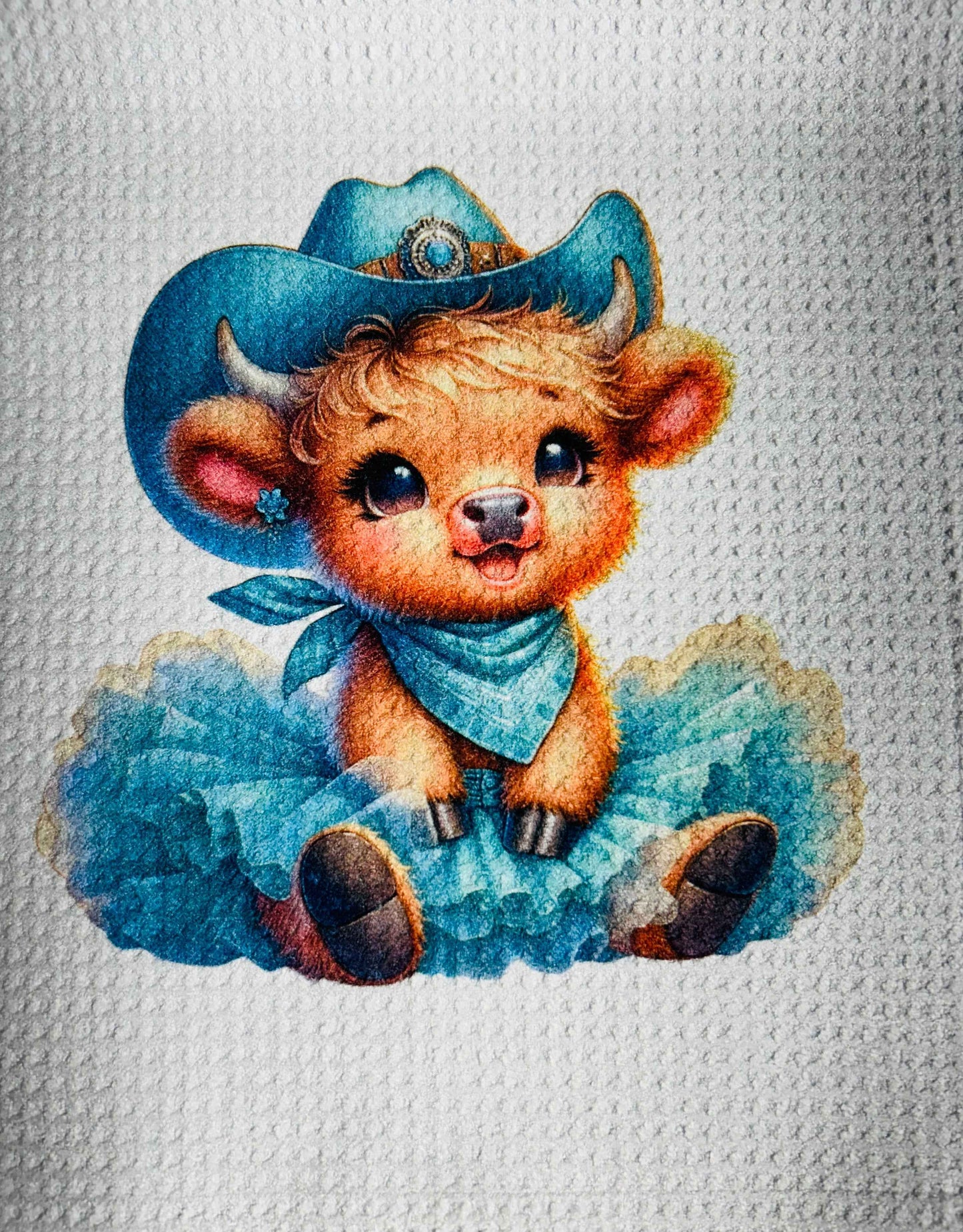 TOWELS - HIGHLAND COW HAT BLUE & BANDANA (Copy)