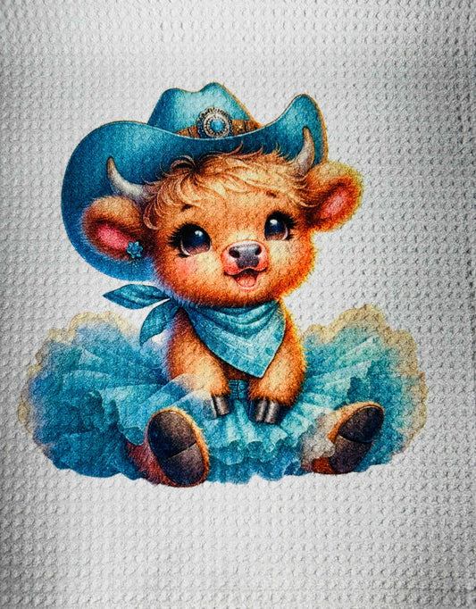 TOWELS - HIGHLAND COW HAT BLUE & BANDANA (Copy)