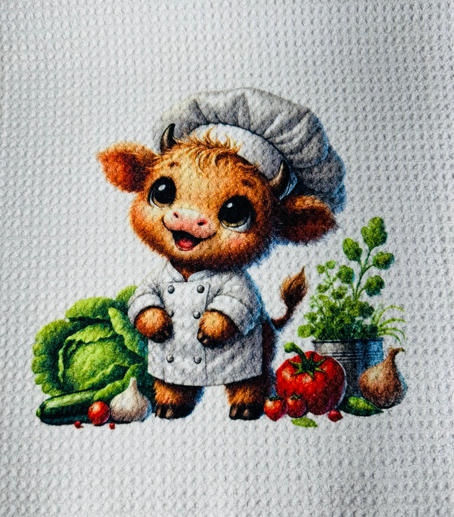 TOWELS - HIGHLAND COW CHEF VEGGIE