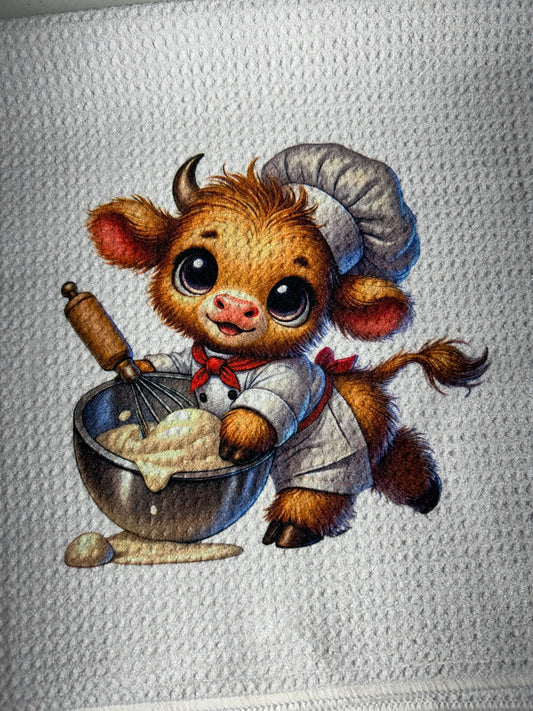 TOWELS - HIGHLAND COW BAKING WHISKING