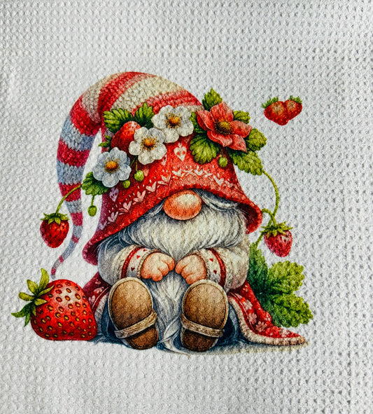 TOWELS - GNOME FRUITS STRAWBERRY SITTING WITH VINES