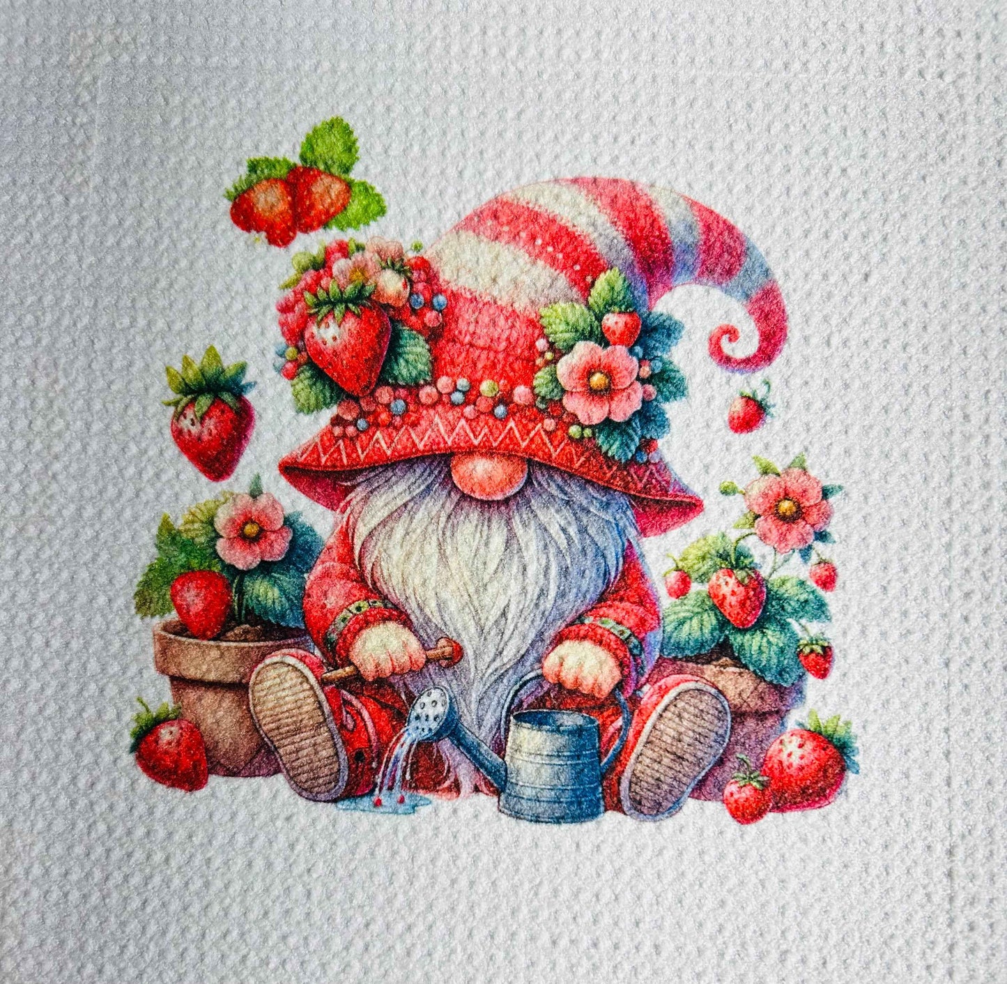 TOWELS - GNOME FRUITS STRAWBERRY PLANTS