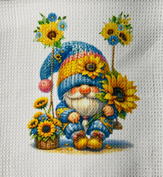 TOWELS - GNOME FLOWERS YELLOW SUNFLOWERS