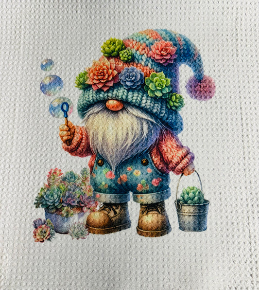 TOWELS - GNOME SUCCULENTS BLOWING BUBBLES