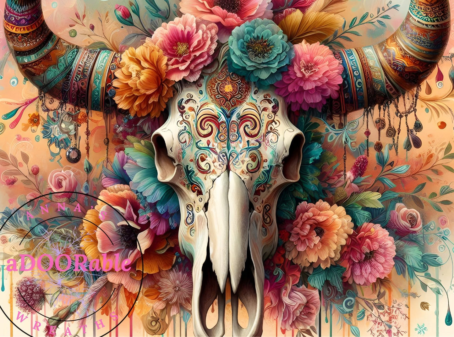 Tempered Glass Cutting Board Southwest Skulls Pastel Floral
