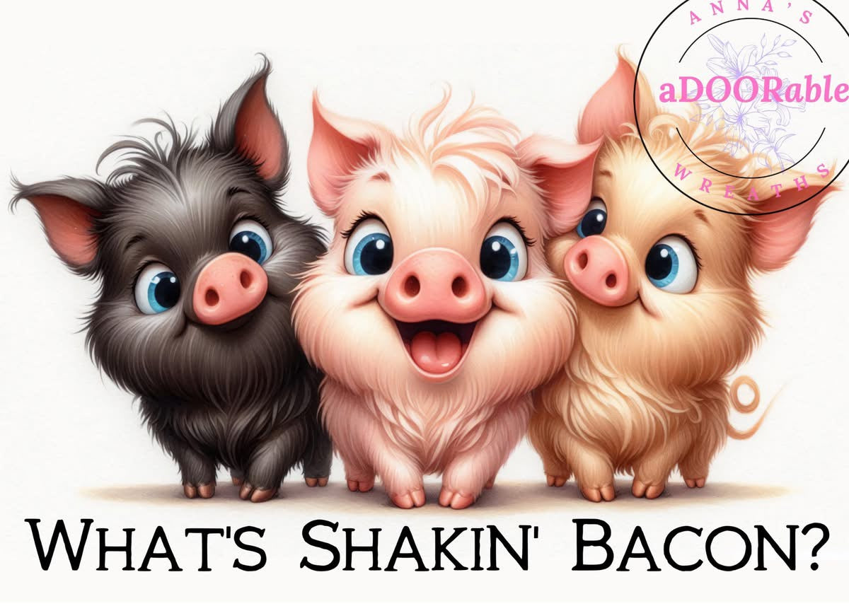 Tempered Glass Cutting Board Pigs with Saying What's Shakin' Bacon