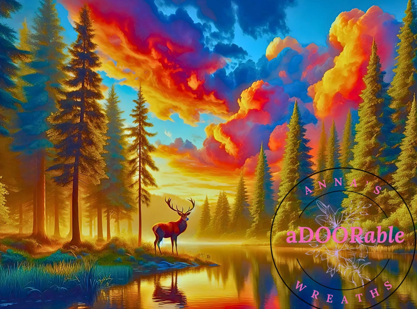 Tempered Glass Cutting Board Deer in Forest at Sunset