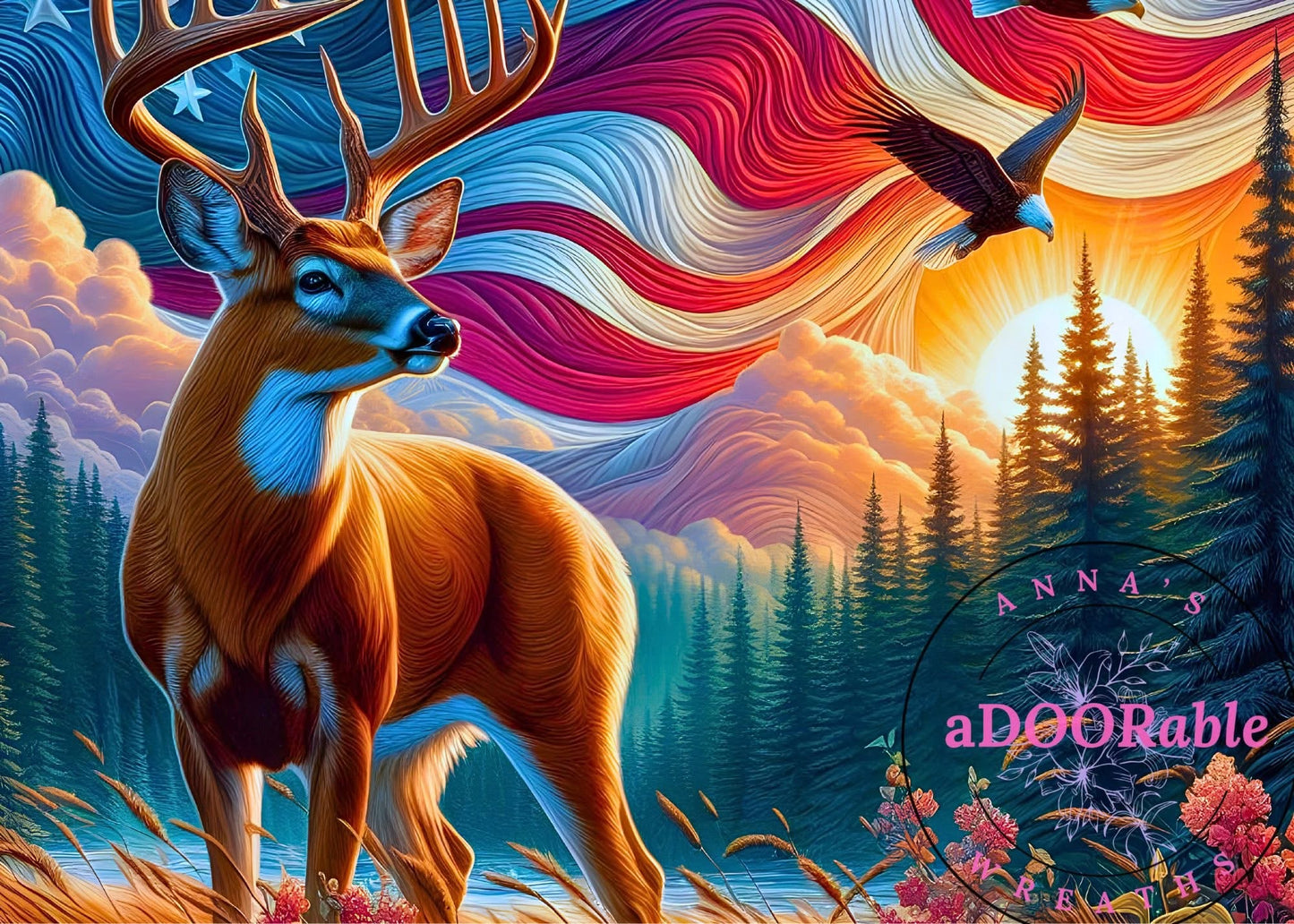 Tempered Glass Cutting Board Deer American Standing in Forest