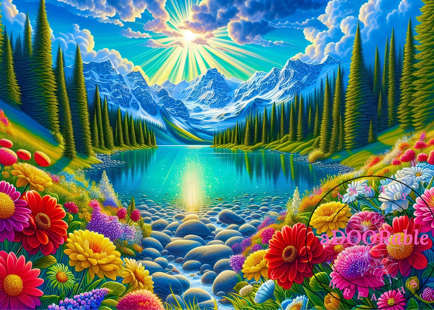 Tempered Glass Cutting Board Scenery Colorful Lake View