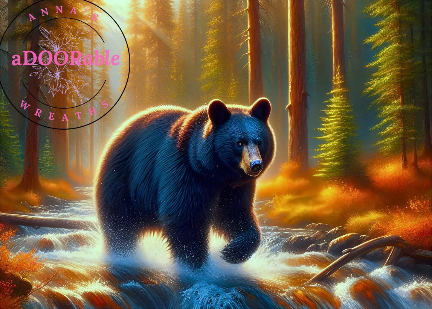 Tempered Glass Cutting Board Bear Walking in River