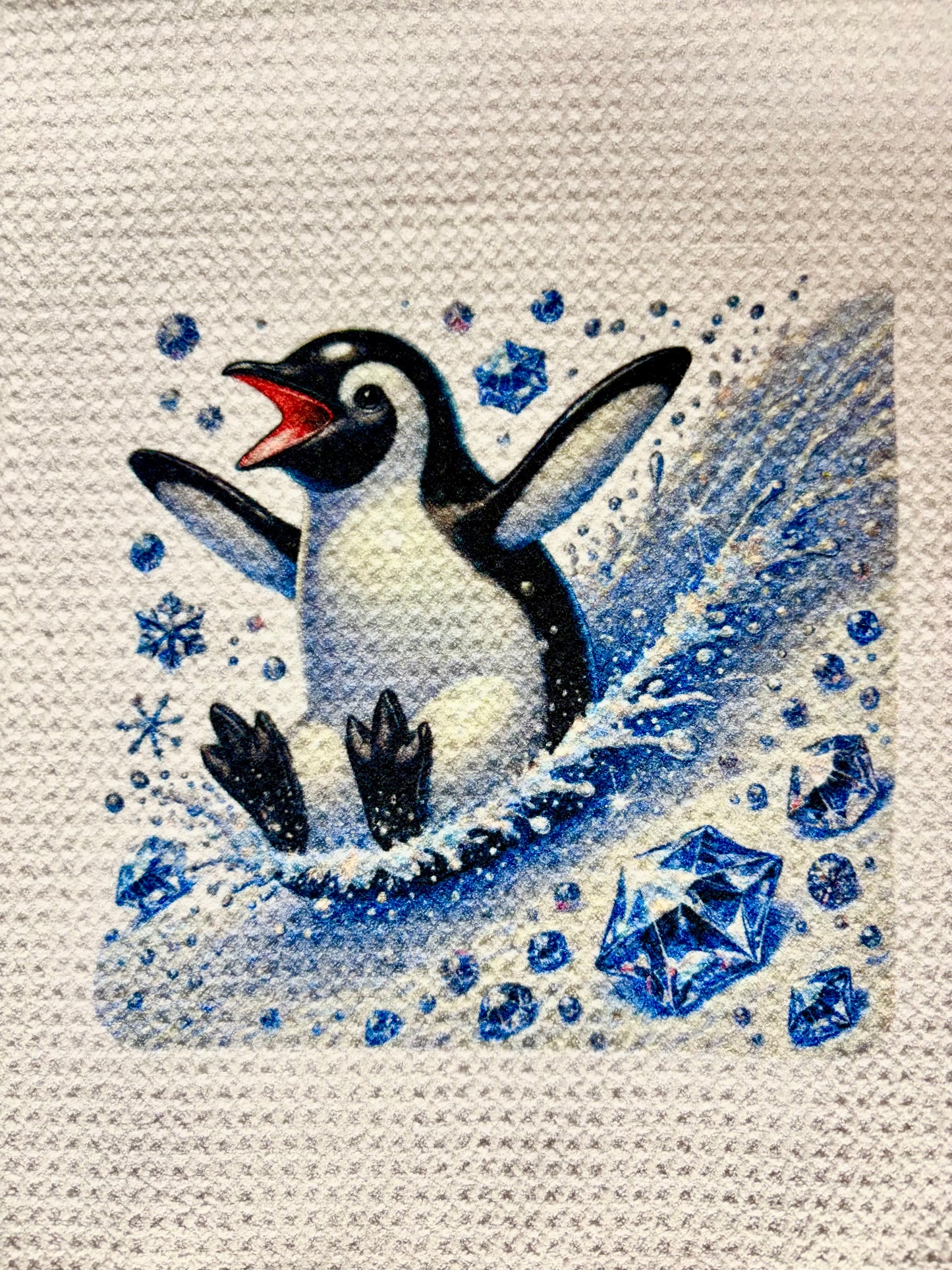 Towels - WINTER PENQUIN BLUE CRYSTALS