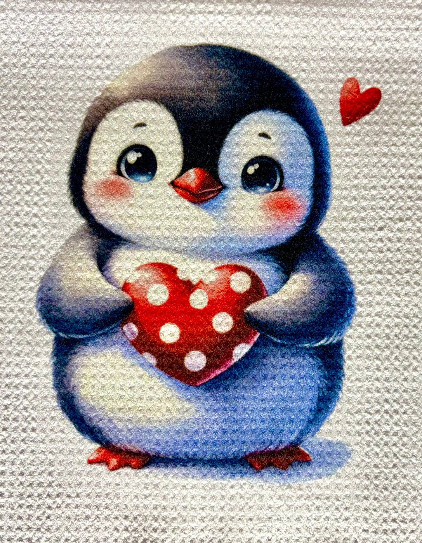 Towels - VALENTINES PENQUIN HOLDLING HEART