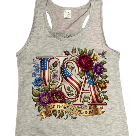 America's 250th Birthday USA Flag Flowers and Freedom