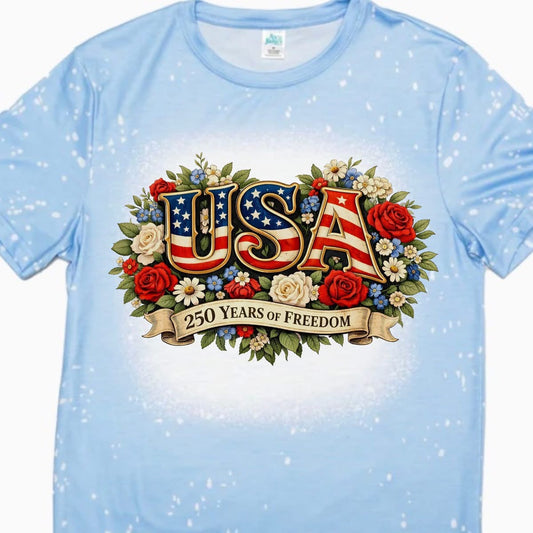 America's 250th Birthday Flowers USA Flag Design