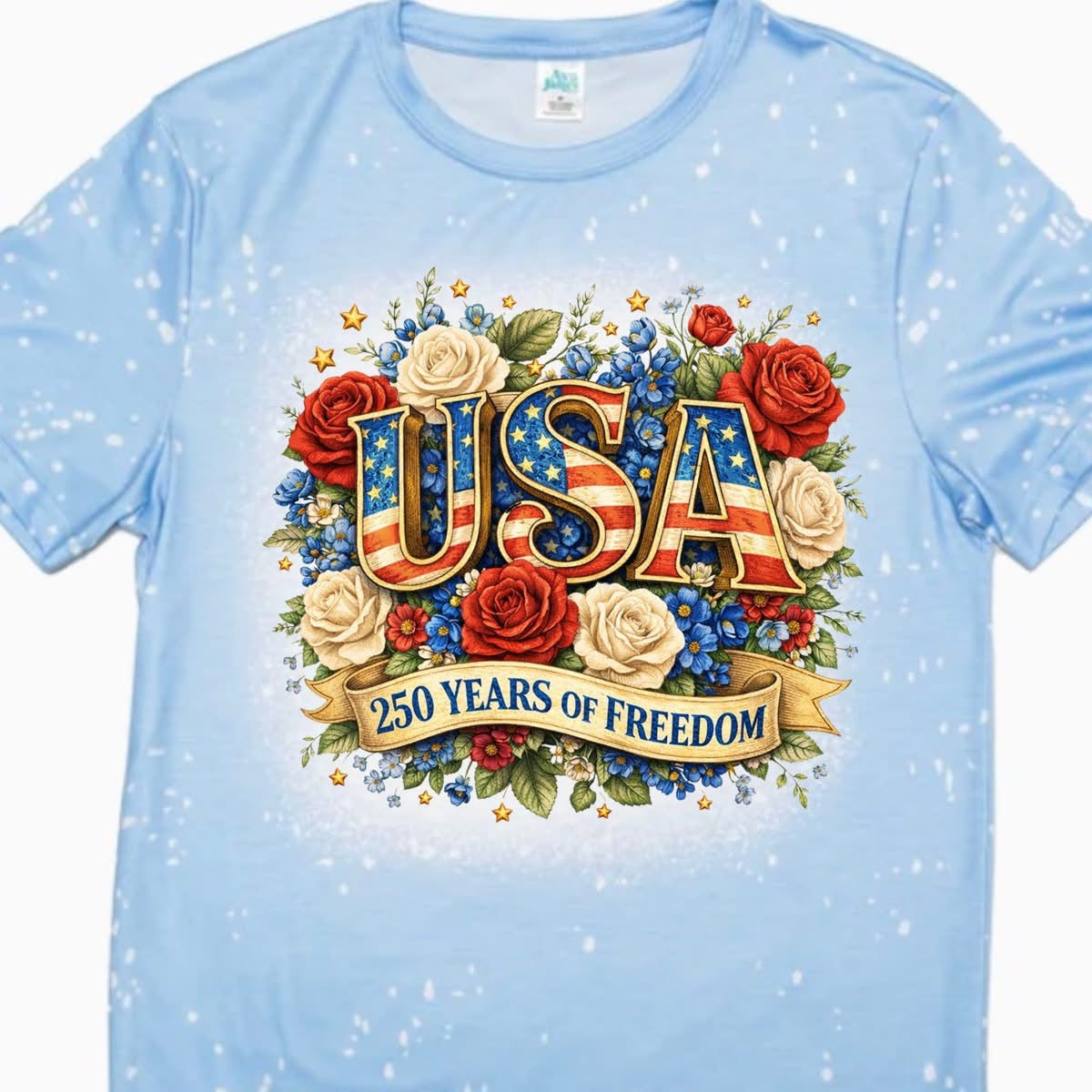 America's 250th Birthday Floral Roses USA Flag