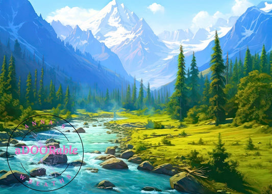 Tempered Glass Cutting Board Scenery River Runs Through It