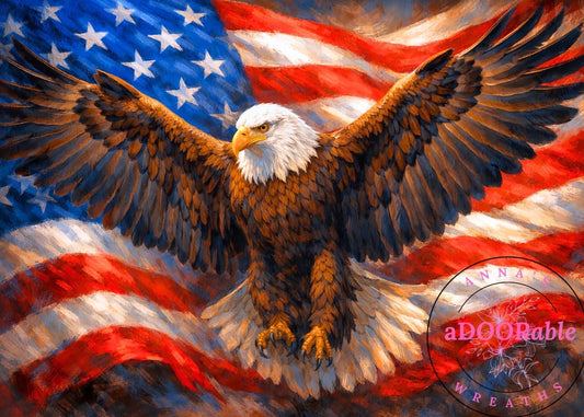 Tempered Glass Cutting Board American Flag Eagle Outstretched Wings
