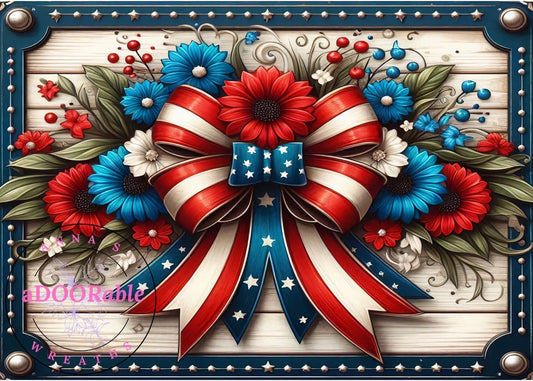 Tempered Glass Cutting Board American Flag Bow on Wooden Background