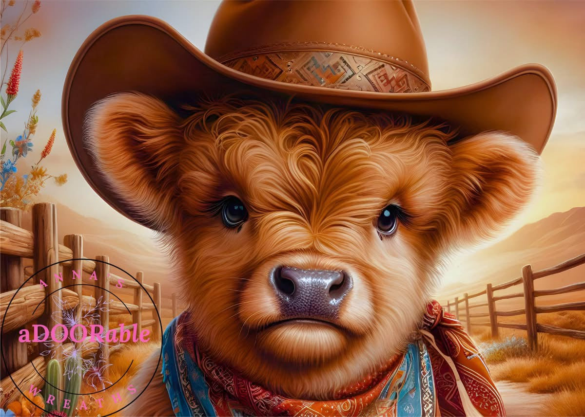 Tempered Glass Cutting Board Highland Cow Hat Western Theme