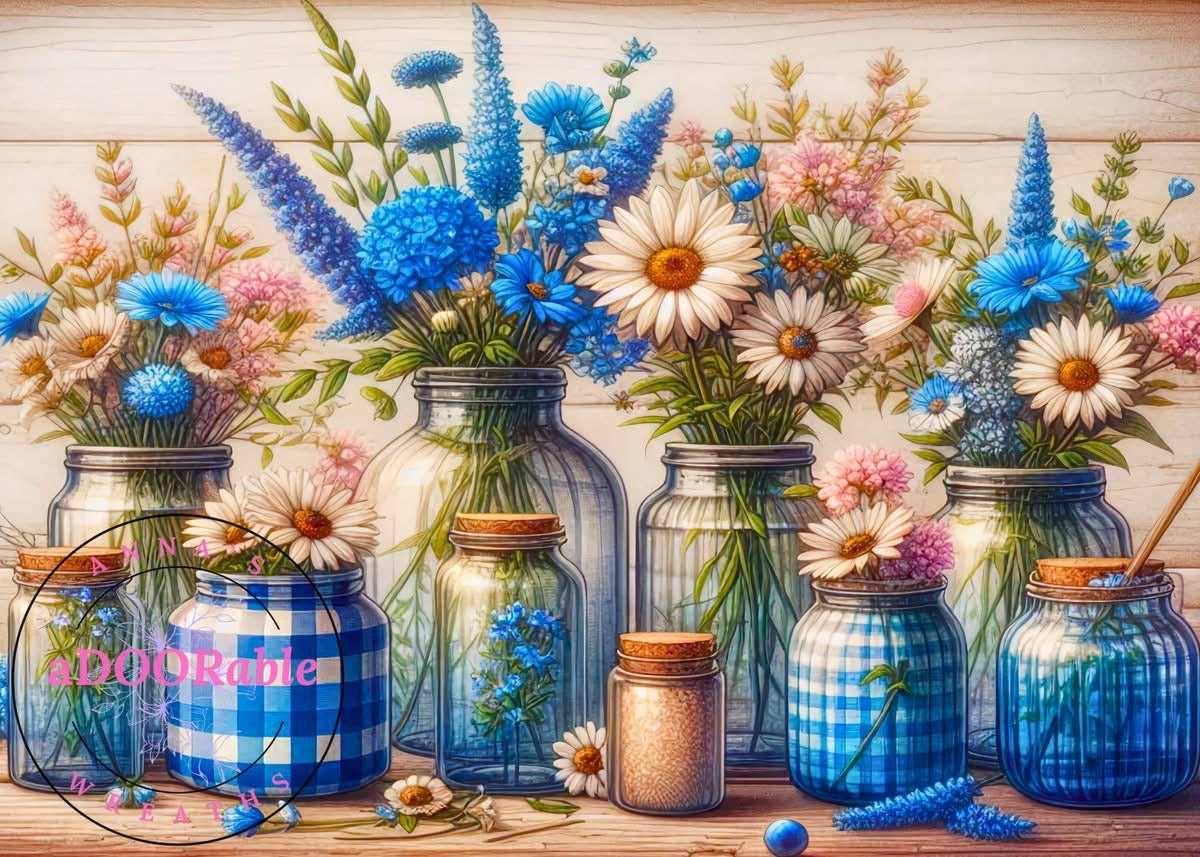 Tempered Glass Cutting Board Scenery Country Kitchen Blue