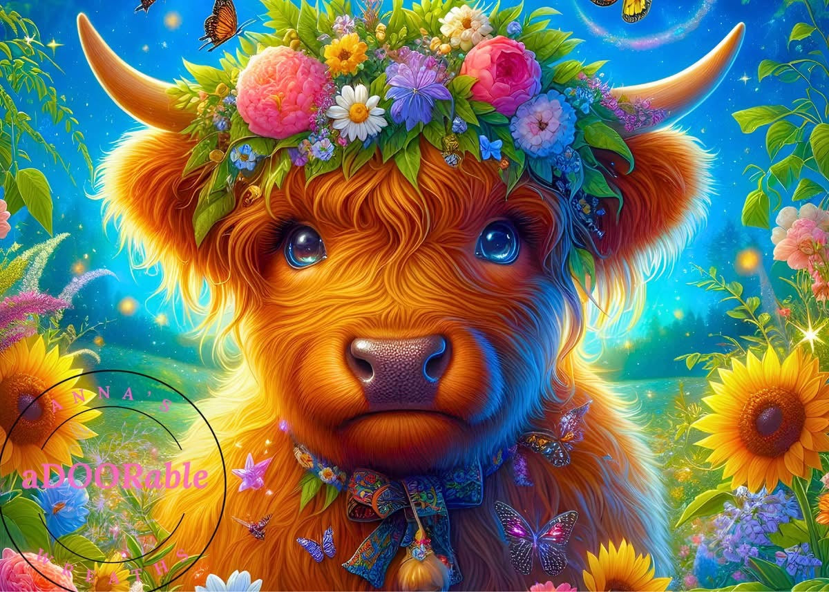 Tempered Glass Cutting Board Highland Cow Flower Headband