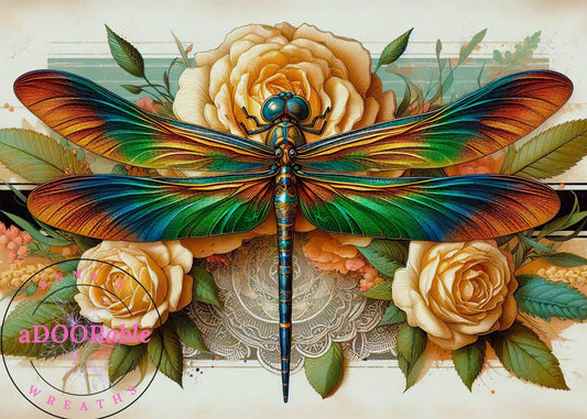 Tempered Glass Cutting Board Dragonfly Landing on Rose