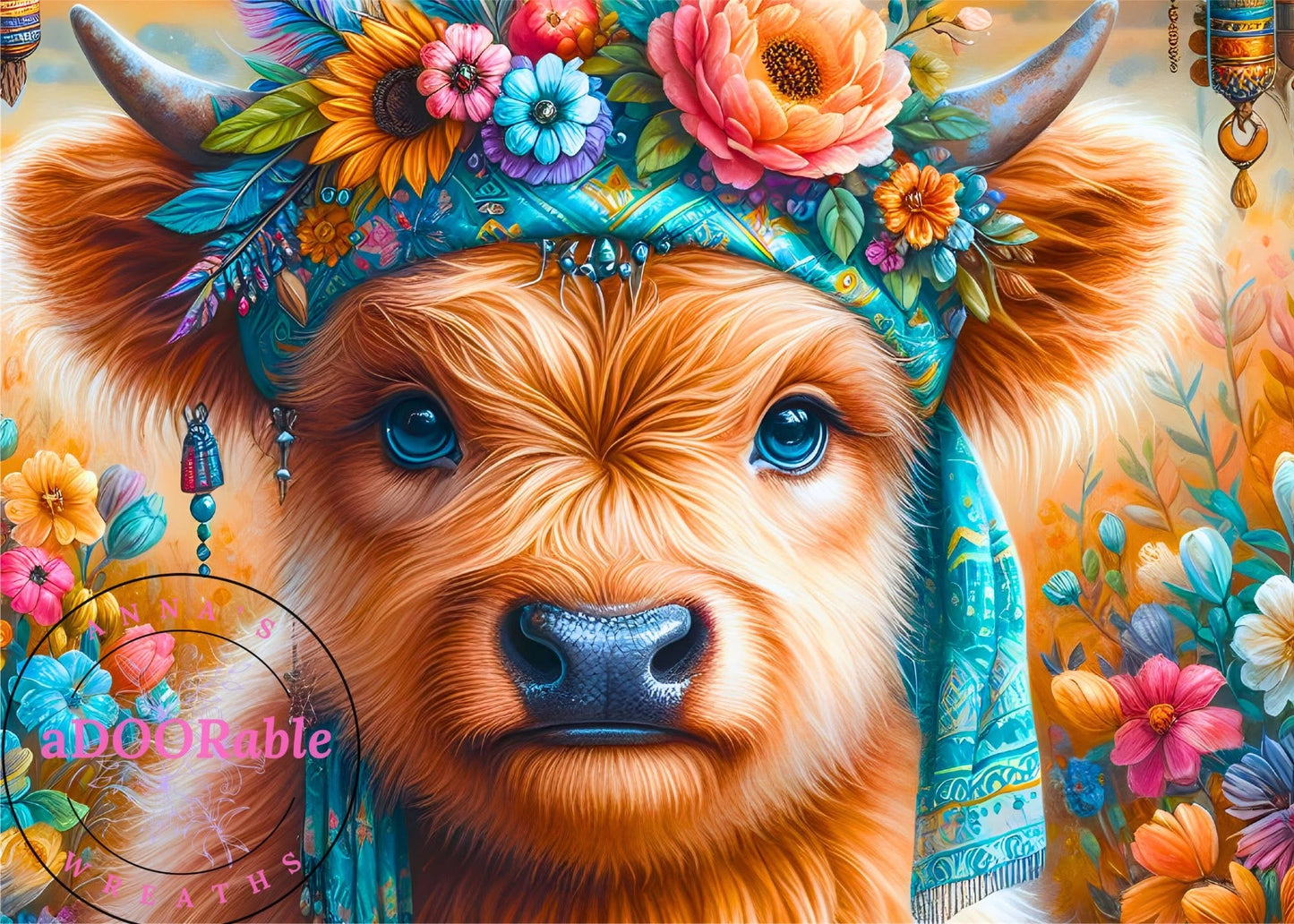 Tempered Glass Cutting Board Highland Cow Scarf Floral Headband