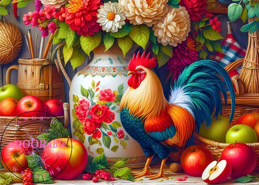 Tempered Glass Cutting Board Chicken/Rooster Apples and Country Kitchen