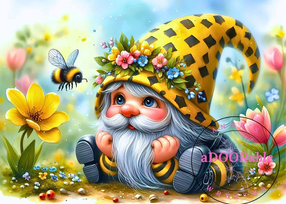 Tempered Glass Cutting Board Gnomes Bee Outfit Watching a Bee